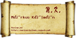 Márkus Kálmán névjegykártya